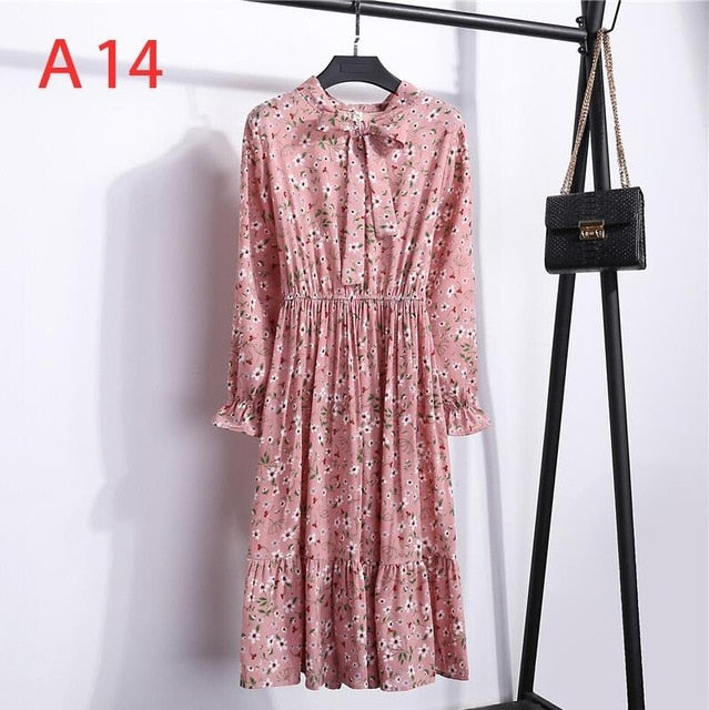 Long Sleeve Chiffon Dress