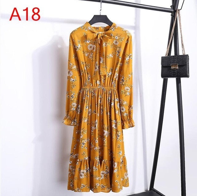 Long Sleeve Chiffon Dress