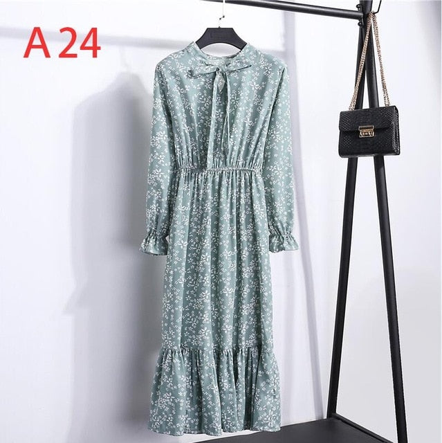 Long Sleeve Chiffon Dress